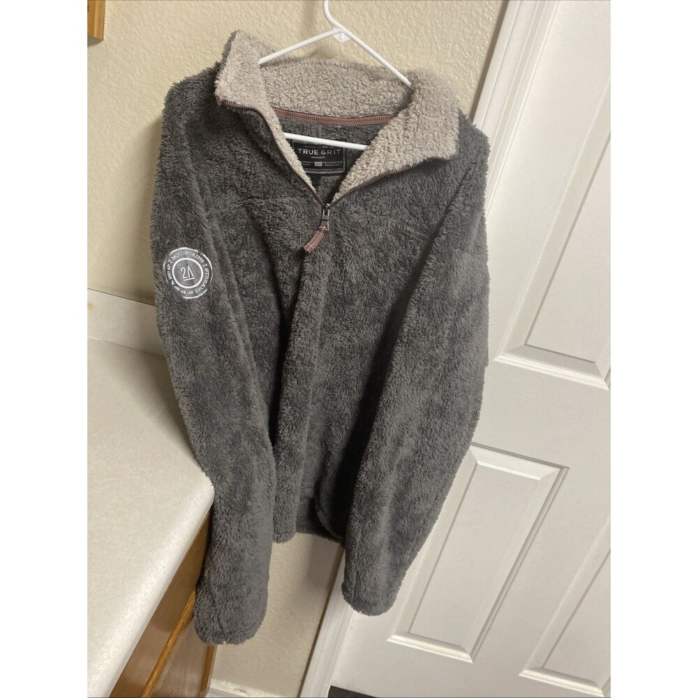 True Grit American Outdoor Company Sherpa Fleece 1/4 Pullover Gray Size L